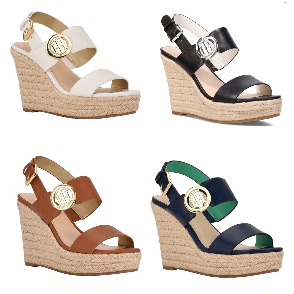 TOMMY HILFIGER Kahdy Navy Blue Espadrille Platform Sandals - Picture 8 of 9
